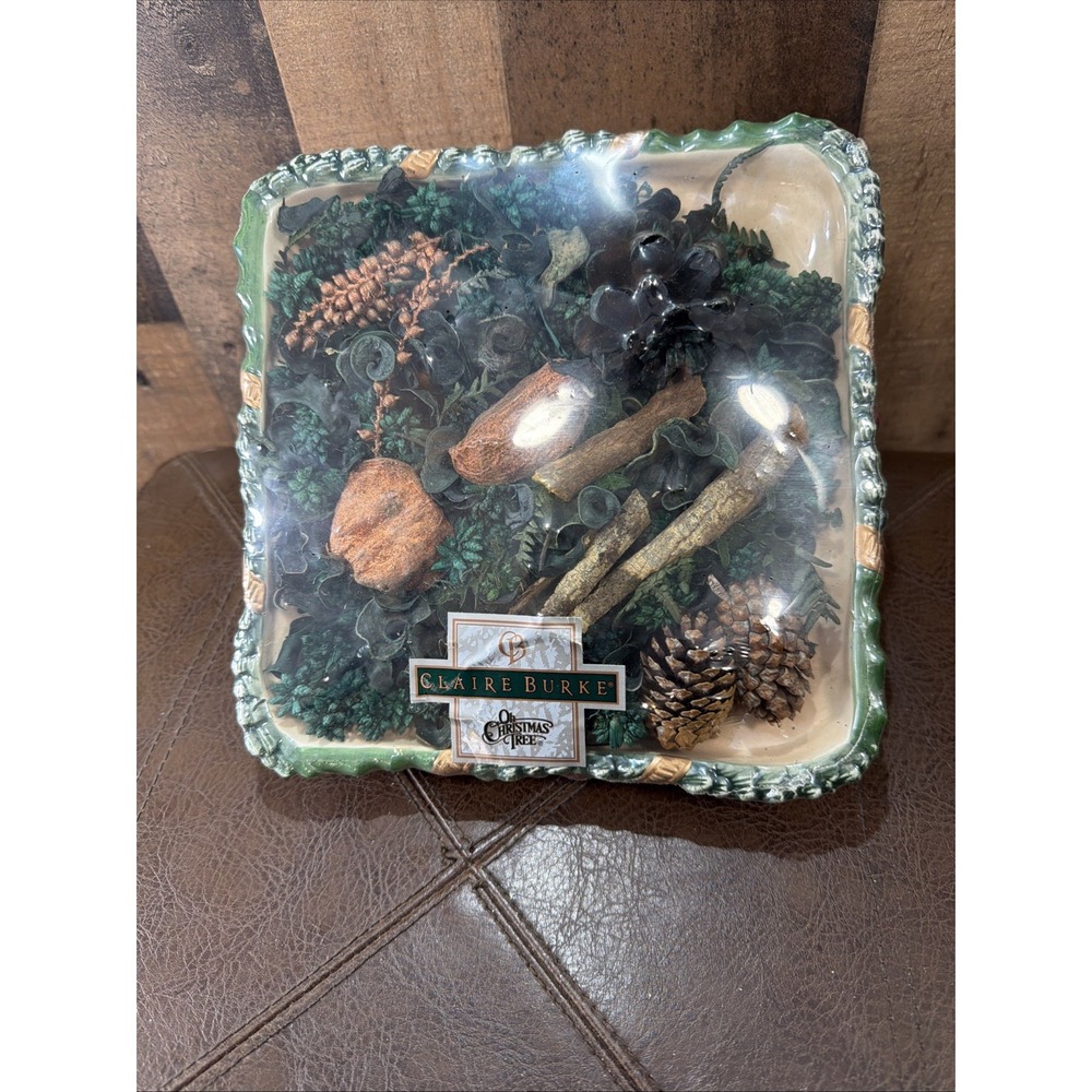 Claire Burke Christmas Ceramic Candy Dish Potpourri Bowl Holiday Decor Vtg 2000